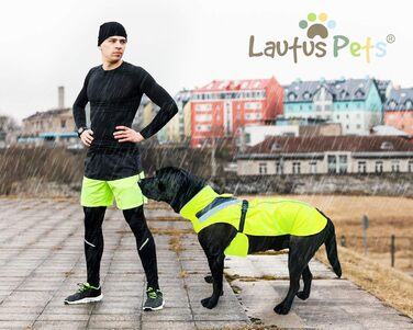 Водонепроникний дощовик для собак Lautus Pets, жовтий, XL, з отвором для шлейки, відбиваючий