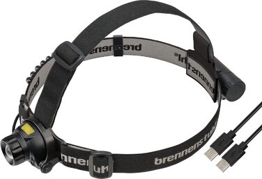 Налобний ліхтар Brennenstuhl LuxPremium LED акумуляторний із сенсором, USB C, червоне світло, захист IP44, OSRAM LED, 400 лм, до 50 годин роботи