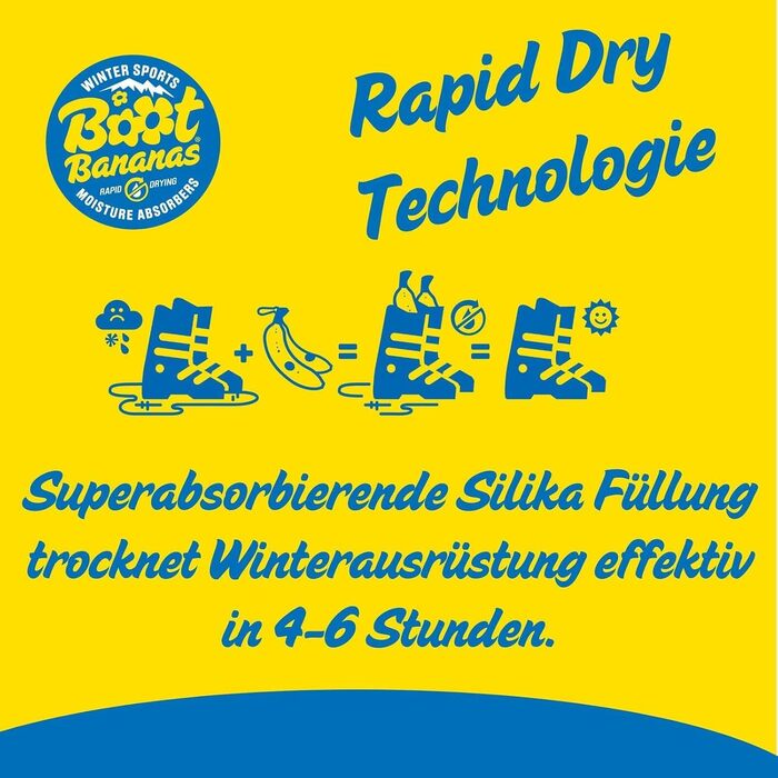 Осушувач для взуття Boot Bananas Rapid Dry – швидке сушіння 4-6 годин, підходить для черевиків, спортивного взуття, рукавичок, абсорбент вологи, технологія Rapid Dry
