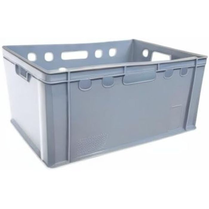 Набір з 4-х пластикових ящиків E3 Eurobox 60x40x30 см, міцна м'ясна та складська тара для харчових продуктів, сіра