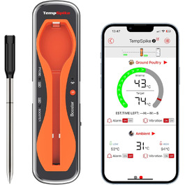 Бездротовий термометр для м'яса ThermoPro TempSpike 150м Bluetooth, IP67, для гриля, духовки, коптильні, аерофритюрниці, безпечний для посудомийки