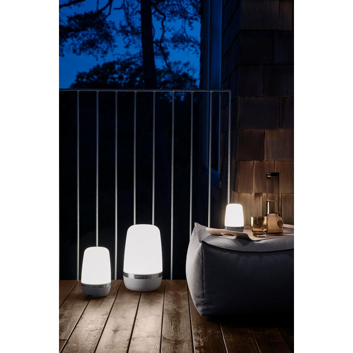 Світлодіодна акумуляторна лампа Blomus SPIRIT для вулиці, настільна, USB-зарядка, розмір S, платиново-сіра