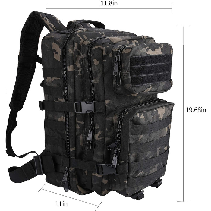 Тактичний рюкзак ProCase 40 л для армії, туризму, полювання, кемпінгу, водонепроникний, камуфляж чорний