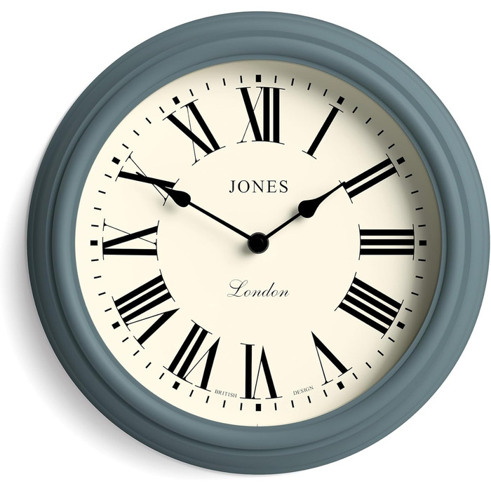 Настінний годинник JONES CLOCKS, класичний круглий, 30 см, зелений, римські цифри, традиційний дизайн для кухні, вітальні чи спальні
