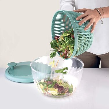 Сушарка для салату Guzzini SPIN&STORE з кришкою, оливкова, 26×19 см, 4000 мл