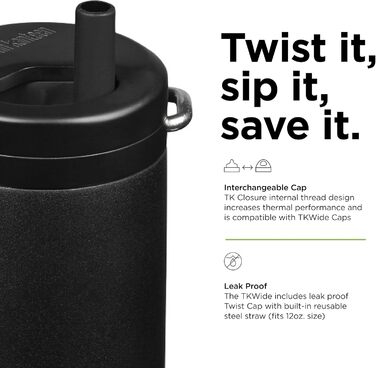 Термокружка Klean Kanteen TKWide 340 мл з кришкою, чорна