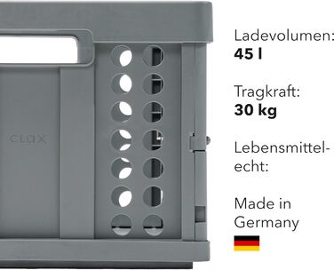 Складна пластикова коробка Clax Klappbox 45 л, сіра