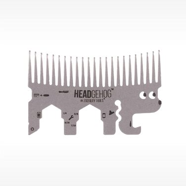 Гребінець-брелок HeadgeHog, мультиінструмент, відкривачка, сріблястий