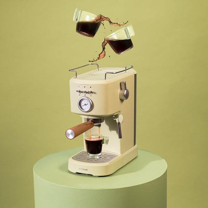 Кавоварка Cecotec Power Espresso 20 Pecan, 1100 Вт, 20 бар, термоблок, манометр, 1,25 л, зелена, з паровою насадкою та подвійним фільтром