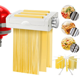 Набір насадок для пасти 3 в 1 для KitchenAid Artisan: ролик для тіста, різак для спагеті, різак для фетучині, сушарка для макаронів (без міксера, лише аксесуари)