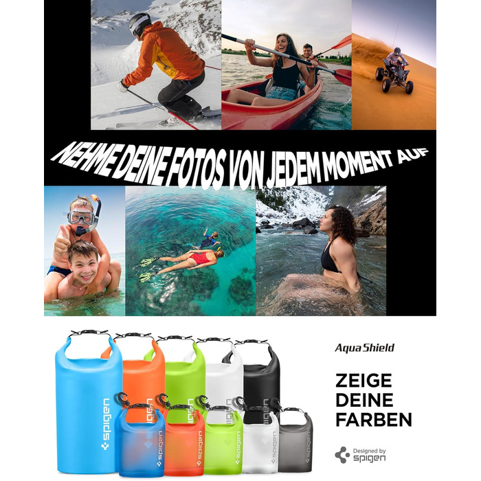 Водонепроникний набір сумок Spigen Aqua Shield 20L+2L для пляжу, плавання, кемпінгу, човна, каяка, чорний