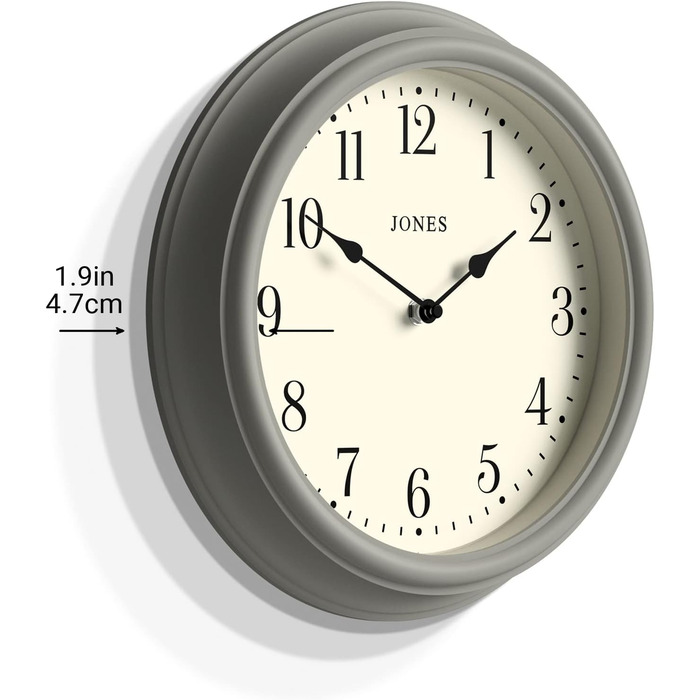 Настінний годинник JONES CLOCKS 30 см, круглий, класичний, зелений, римські цифри, традиційний дизайн для кухні, вітальні чи спальні