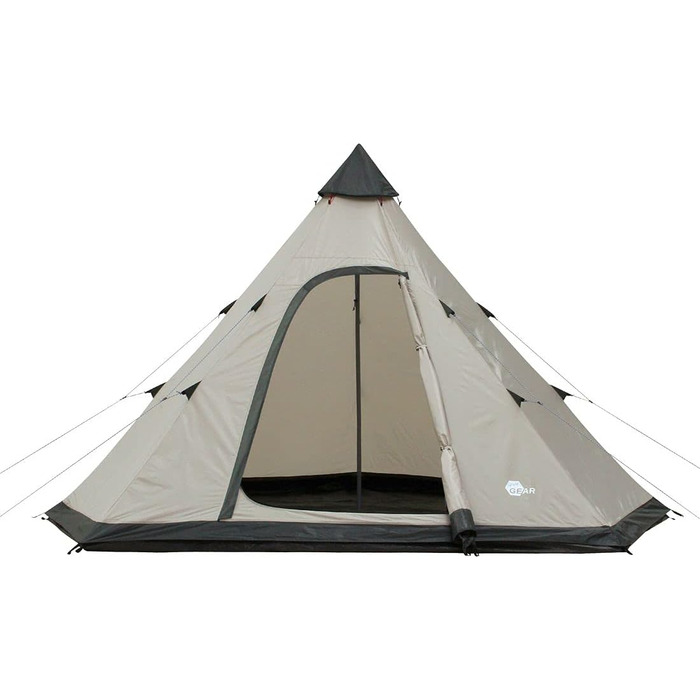 Намет your GEAR Lido Tipi для 3-4 осіб, кемпінговий, з пришитою підлогою, захистом від комах, стоячою висотою, пірамідальний, UV 50+ захист, водостійкість 5000 мм