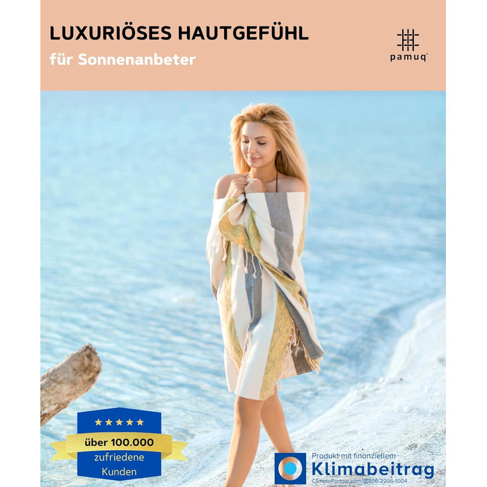 Рушник XXL з бавовни для сауни, пляжу та спорту Pestemal Fouta Lanzarote 90x180 см, сіро-жовтий – універсальний хамам рушник для чоловіків і жінок