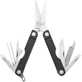 Мультитул Leatherman Micra з нержавіючої сталі, брелок із 9 інструментами та пружинними ножицями, чорний