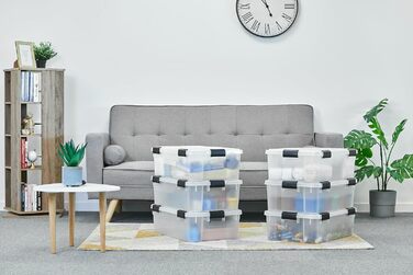 Герметичні пластикові контейнери для зберігання Iris Ohyama з кришкою, 50 л, набір 4 шт., водонепроникні, з міцними замками, штабельовані, захист від пилу, без BPA, прозорі, DDAT-L (30 л x 6)