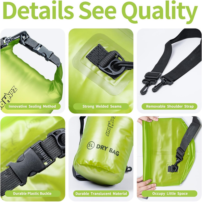 Водонепроникний Dry Bag – прозора сумка з роликовою застібкою, 2/5/10/20 л, для подорожей, плавання, каякінгу, кемпінгу, риболовлі, захисту від дощу