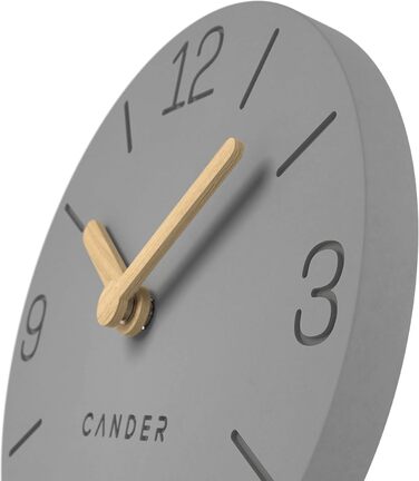 Настільний годинник Cander Berlin MNU 2615 H, сірий, безшумний, вінтажний, аналоговий, дерев'яні стрілки, MDF, 15 см, батарейковий