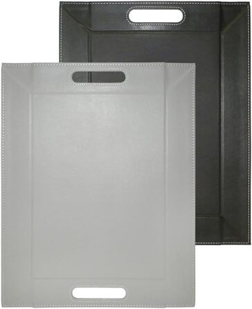 Двосторонній піднос-серветка Freeform DUO 45x35 см, сірий/чорний, прямокутний, термостійкий до 90°C, з ручками, екошкіра