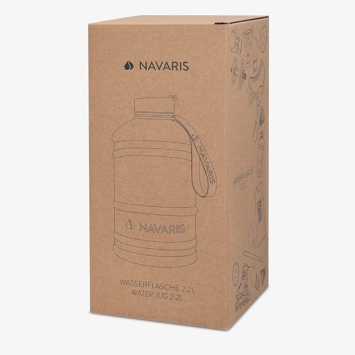 Navaris Фітнес-пляшка 2,2 л з нержавіючої сталі, спортивна водна пляшка XXL для залу, BPA-free, бірюзова