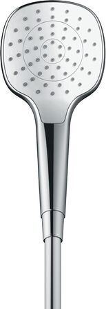 Душова лійка hansgrohe Croma Select E EcoSmart 9 л/хв, 3 режими, квадратна 110x110 мм, антикальк, біла/хром