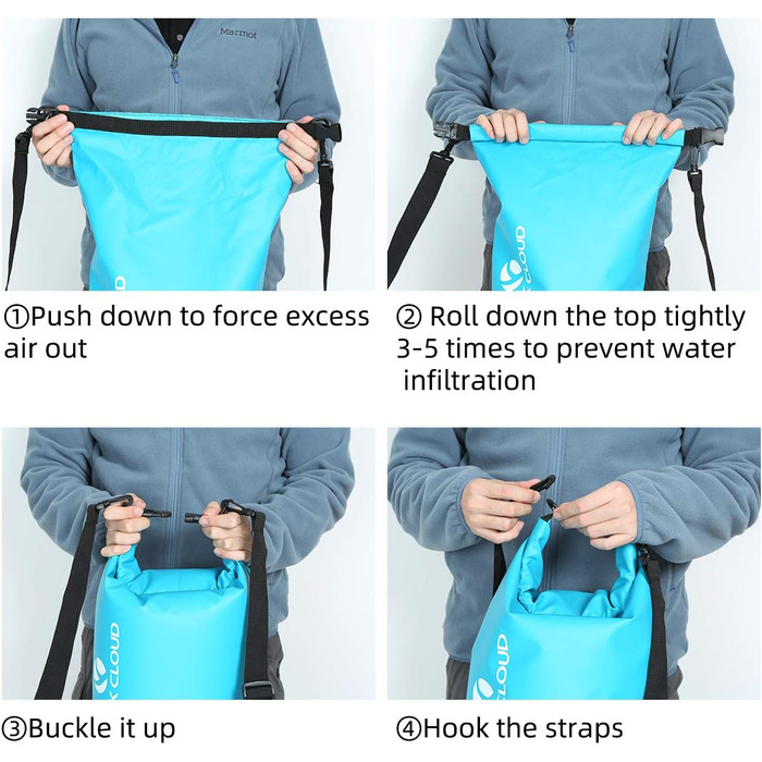 Водонепроникний мішок Dry Bag 30 л для каякінгу, рафтингу, човна, пляжу, серфінгу, купання, каное, кемпінгу, риболовлі, лиж, чорний