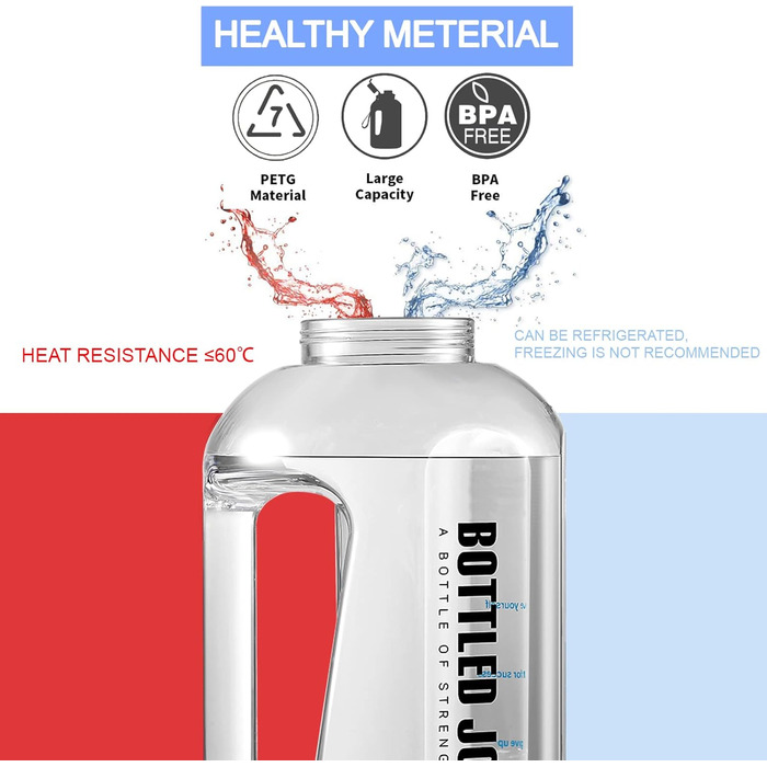 Спортивна пляшка для води 3,5 л з мірною шкалою, герметична, BPA-free, з ручкою та щіткою для очищення, для фітнесу та офісу (біла, 3785 мл)