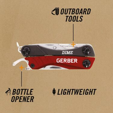 Мультитул Gerber Dime, 12 функцій, кишеньковий, чорний/червоний