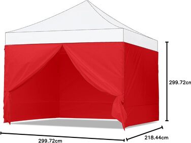 Бічна стінка для намету ABCCANOPY SunWall 3x3 м, 4 шт, червона, для шатра, універсальна, для вулиці