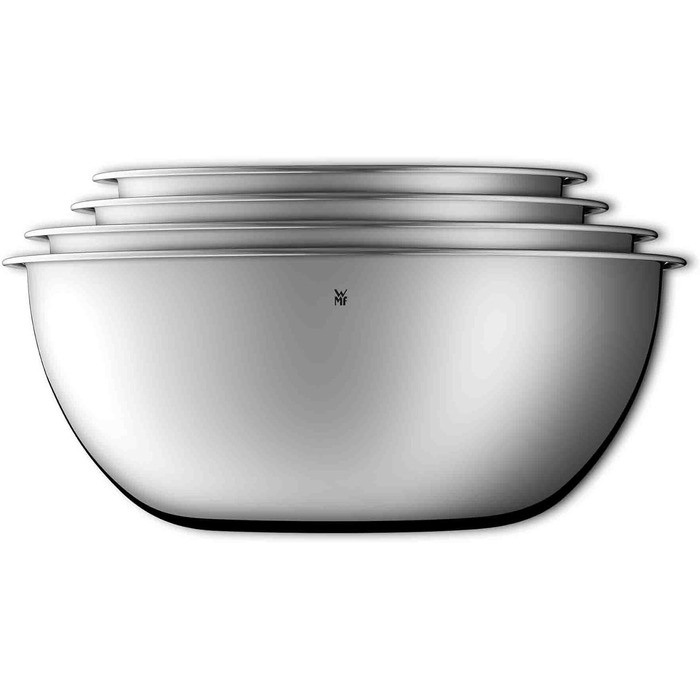Набір мисок WMF Gourmet 4 шт, нержавіюча сталь, 1,0-3,5 л, для кухні, салатна, для змішування, сервування, Cromargan, штабельовані