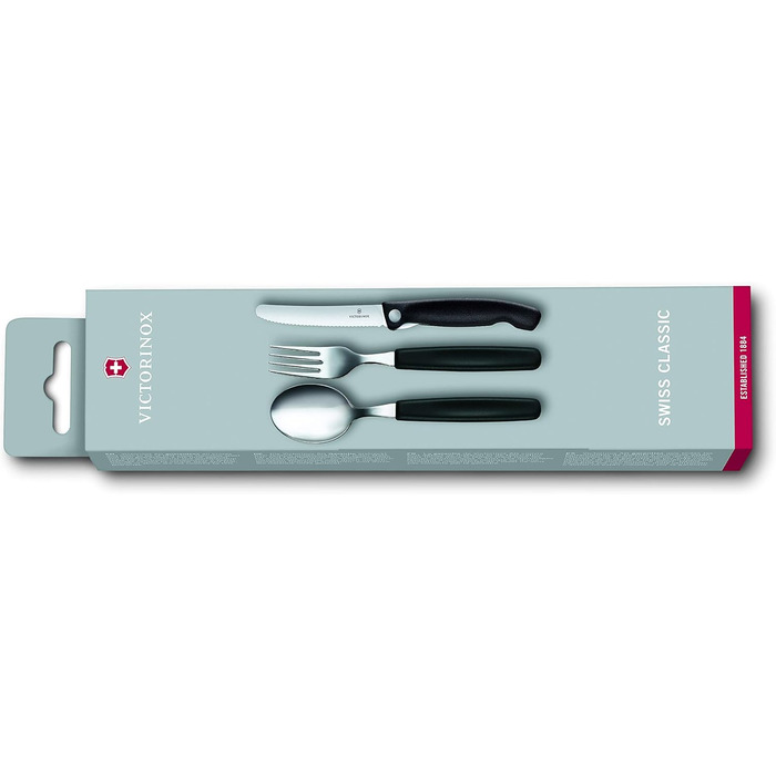 Набір столових ножів Victorinox Classic, 3 предмети, нержавіюча сталь, 11 см, чорні, супер гострі з хвилястим лезом