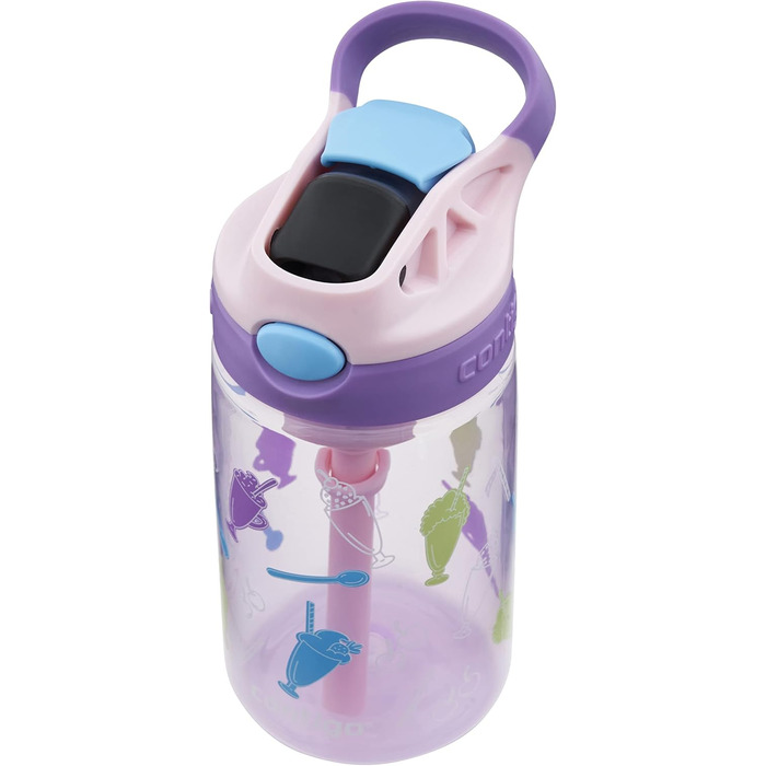 Дитяча пляшка для води Contigo Easy Clean Autospout з трубочкою, BPA-free, 420 мл, пластикова, герметична, легка у догляді, для школи та спорту (Strawberry Shakes)