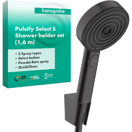 Душовий набір hansgrohe Pulsify Select S, ручний душ з 3 режимами, шланг і тримач, матовий чорний