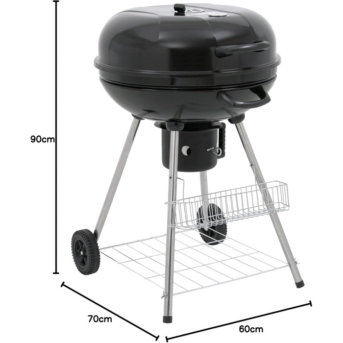 Кульовий гриль BBQ-Toro 57 см з термометром, круглий вугільний гриль із кришкою для барбекю