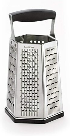 Кухонна терка CUISIPRO 7-в-1 з нержавіючої сталі, 7 насадок, Surface Glide, знімне дно, овочерізка