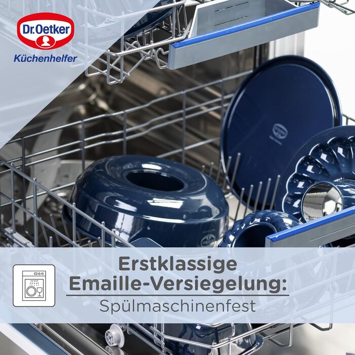 Форма для випікання хліба та кексів Dr. Oetker 30 см, емальована, міцна, стійка до подряпин, синя, для соковитої випічки