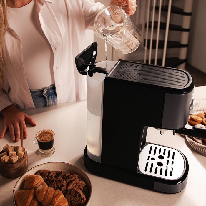 Кавоварка еспресо Cecotec Power Espresso 20 Pecan, 1100 Вт, 20 бар, термоблок, сталевий корпус, манометр, 1,25 л, подвійний фільтр, парова насадка
