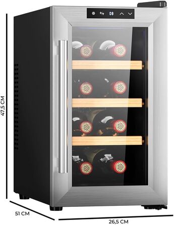 Термелектрична винна шафа Cecotec Bolero GrandSommelier 830 CoolWood на 8 пляшок, низький рівень шуму, регулювання температури 8-18°C, сенсорне управління, енергоощадна