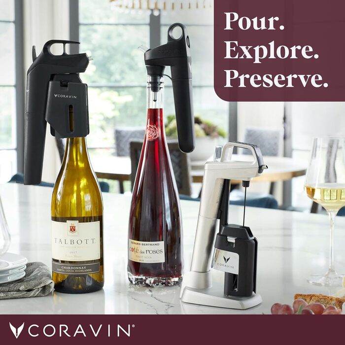 Система збереження вина Coravin Timeless Three+ чорна, з 2 капсулами аргонового газу, захист від окислення до 2 років, легке використання