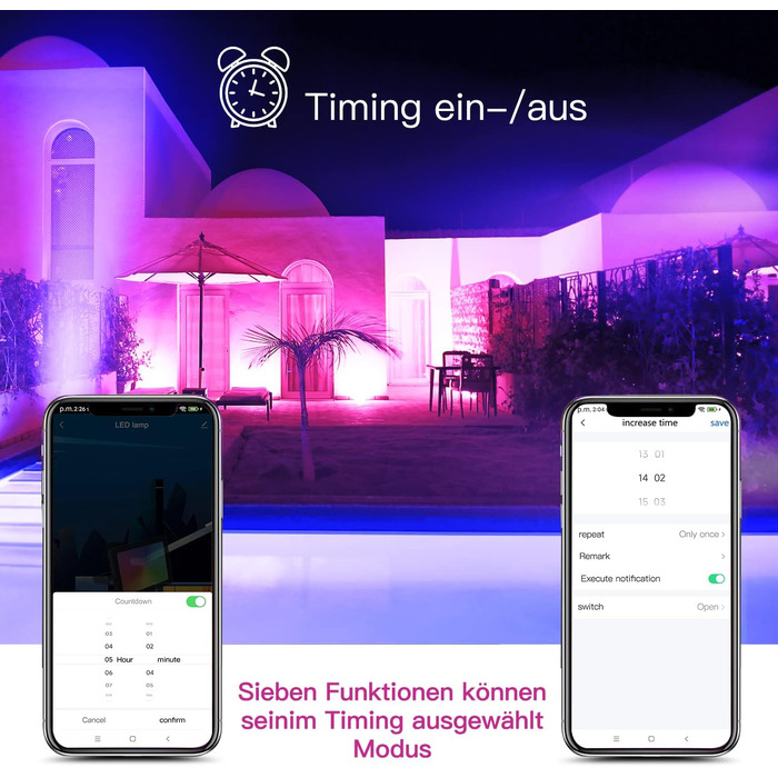 Світлодіодний прожектор 35Вт Smart RGB, зміна кольорів, Bluetooth APP керування, IP66, водонепроникний, диміруємий, для декору, саду, ландшафту, сцени, дерево, 2 шт, євровилка