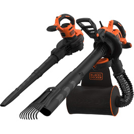 Електричний садовий пилосос-видувка Black+Decker BEBLV301, 3-в-1, 3000 Вт, з подрібнювачем і рюкзаком-мішком 72 л, регульована потужність, висока швидкість повітря