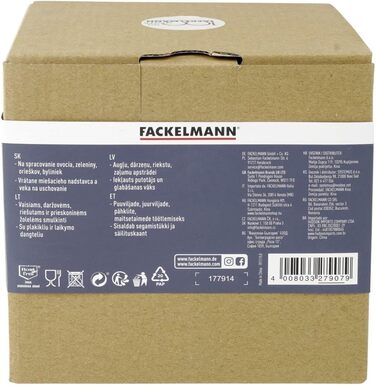 Салатниця-центрифуга Fackelmann #easyprepare з ручним приводом і стоп-кнопкою, для миття, сушіння та сервірування салату, знімне сито, біло-синя