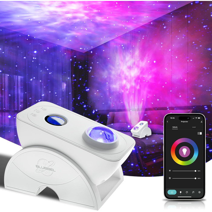 LED проектор зоряного неба Blubbel з Wi-Fi, 3D Галактика, нічник з керуванням через додаток і голос, сумісний з Alexa/Google, для дітей та спальні