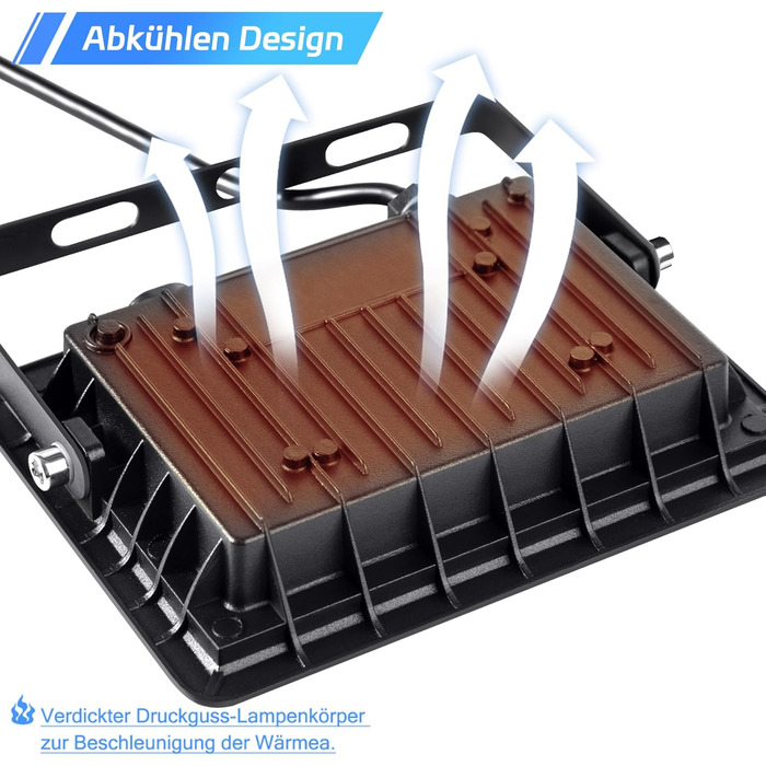 LED прожектор AufuN 5x100 Вт, холодне біле світло, суперяскравий, для вулиці, IP65, водонепроникний, алюмінієвий, для саду, гаража, двору чи готелю