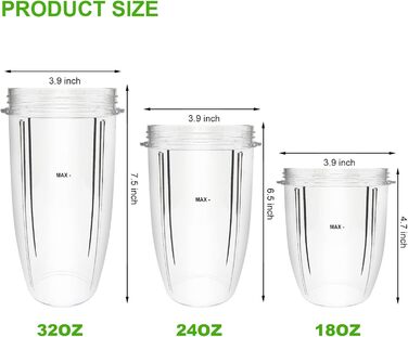 Набір запасних частин для блендера NutriBullet 600Вт/900Вт: екстракторна лезо, чаші, кришка, амортизатор, шестерня (14 шт.)