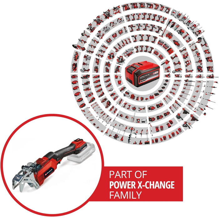 Акумуляторна гілкоріз Einhell GE-GS 18/150 Li-Solo Power X-Change 18В, зріз до 100 мм, хід 20 мм, знімна дуга, 2 пилки, без акумулятора