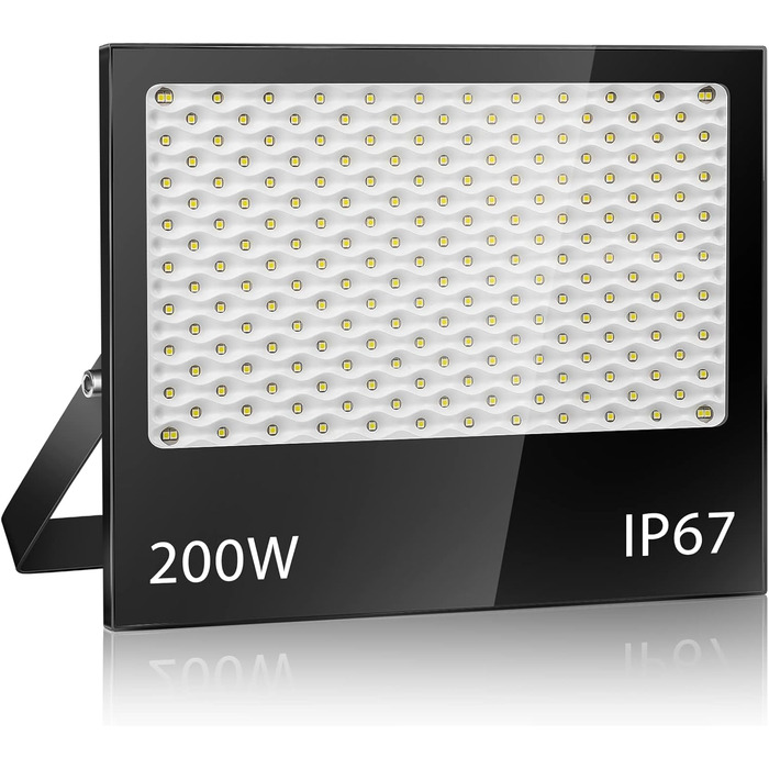 200Вт LED прожектор для вулиці, 20000Лм, 7000K холодне біле світло, IP67 водонепроникний, для подвір'я, гаража, саду