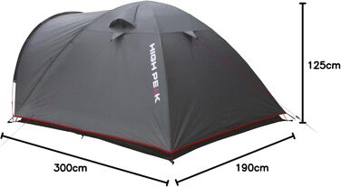 Намет High Peak Nevada 3 для кемпінгу, купольний, на 3 особи, з тамбуром, двошаровий, водонепроникний, з вентиляцією, захистом від погоди та москітів