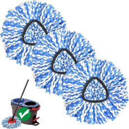 Набір з 3-х змінних мопів із мікрофібри для швабри Ocedar RinseClean, машинне прання, глибоке очищення, синій