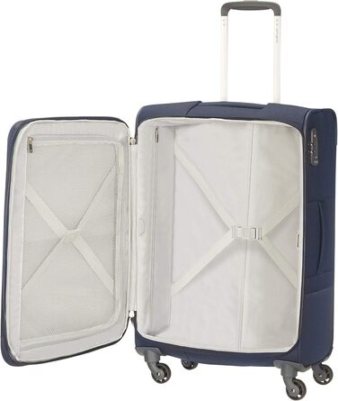 Валіза Samsonite Base Boost Spinner M, розширювана, 66 см, 67,5–73,5 л, чорна/синя, дорожня валіза на 4 колесах